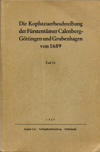 Kopfsteuerbeschreibung der Frstentmer Calenberg - Gttingen und Grubenhagen von 1689